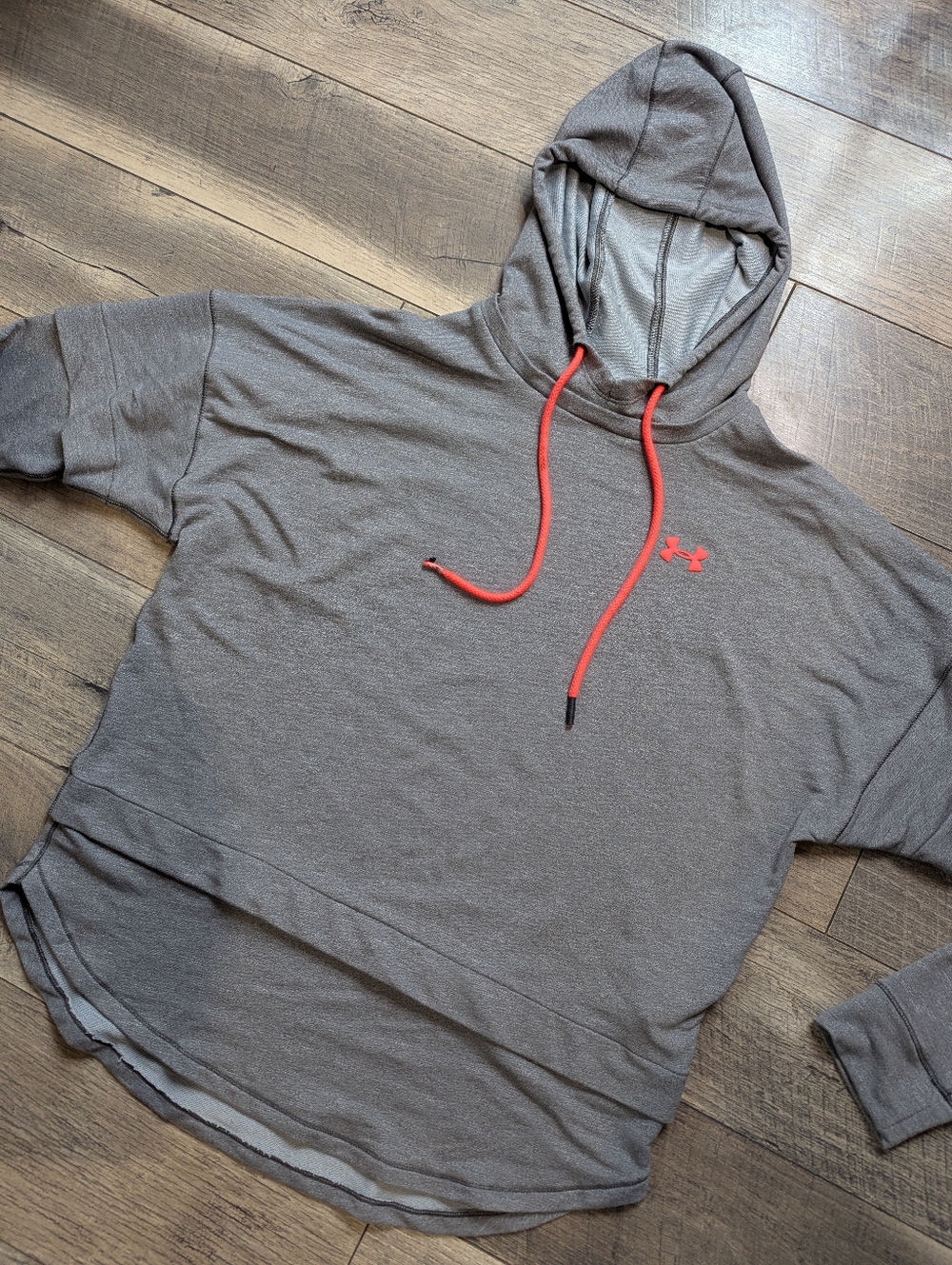 Under Armour Gray Hoodie with Coral Drawstrings